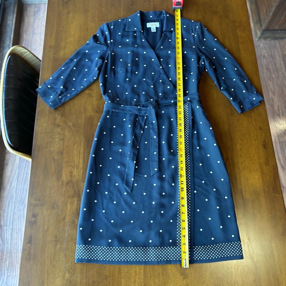 Talbots Navy Polka Dot Midi Dress - Picture 16 of 16
